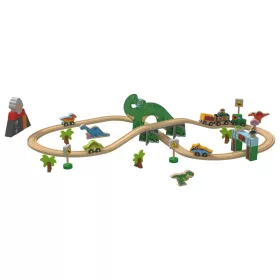   PlayTive DINOSAUR Wooden Train Set dinoszaurusz fa vonat / vasút szett (favonat készlet), 46 részes