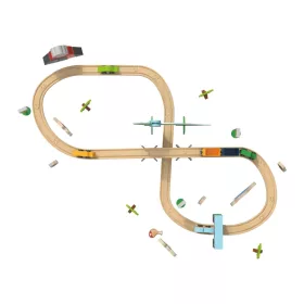  PlayTive DINOSAUR Wooden Train Set dinoszaurusz fa vonat / vasút szett (favonat készlet), 46 részes