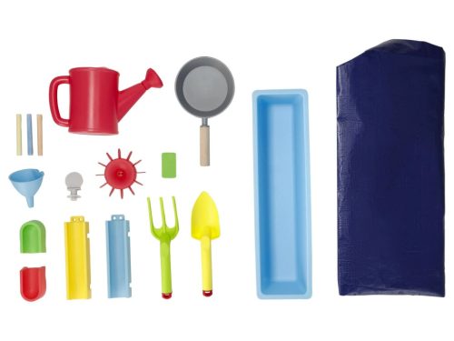 lupilu (Playtive) HG06951 Tömör fából készült homokozó tetővel és fagyizóval, 118 x 118 x 118 cm