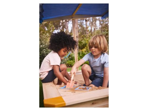 lupilu (Playtive) HG06951 Tömör fából készült homokozó tetővel és fagyizóval, 118 x 118 x 118 cm