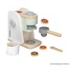 PlayTive KU-12903 Játék fa kávéfőző gép készlet kávépárnával, tejes dobozzal, kanállal, műanyag csészével (9 részes)