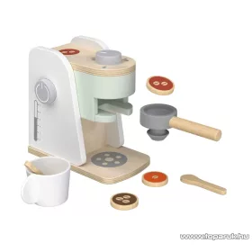   PlayTive KU-12903 Játék fa kávéfőző gép készlet kávépárnával, tejes dobozzal, kanállal, műanyag csészével (9 részes)