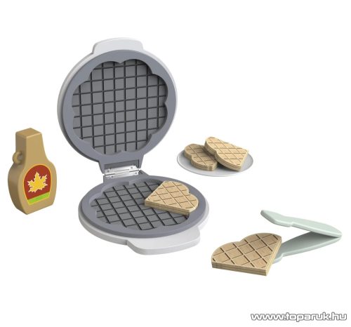 PlayTive KU-12905 Játék fa gofrisütő készlet gyerekeknek, tányérral, gofrival, sütifogóval, juharsziruppal (8 részes)