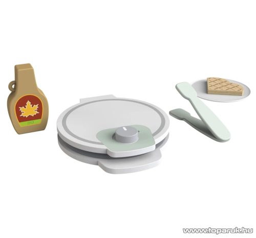 PlayTive KU-12905 Játék fa gofrisütő készlet gyerekeknek, tányérral, gofrival, sütifogóval, juharsziruppal (8 részes)