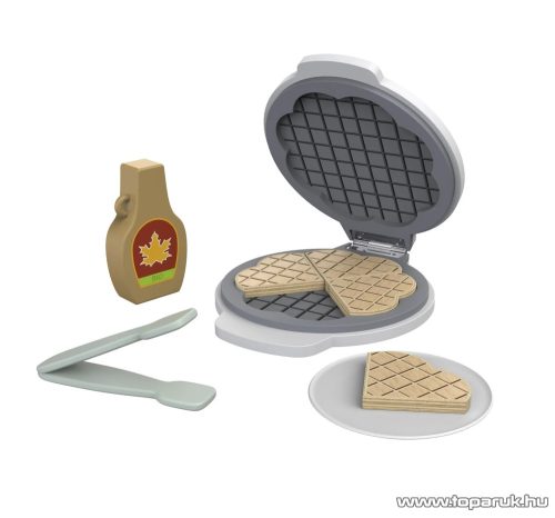 PlayTive KU-12905 Játék fa gofrisütő készlet gyerekeknek, tányérral, gofrival, sütifogóval, juharsziruppal (8 részes)