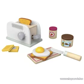   PlayTive KU-12906 Pop-up játék fa kenyérpirító készlet pirítóssal, tükörtojással, vajjal, nugátkrémmel, lekváros fazékkal, deszkával, műanyag késsel (12 részes)