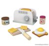 PlayTive KU-12906 Pop-up játék fa kenyérpirító készlet pirítóssal, tükörtojással, vajjal, nugátkrémmel, lekváros fazékkal, deszkával, műanyag késsel (12 részes)
