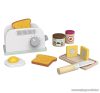 PlayTive KU-12906 Pop-up játék fa kenyérpirító készlet pirítóssal, tükörtojással, vajjal, nugátkrémmel, lekváros fazékkal, deszkával, műanyag késsel (12 részes)