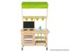 PlayTive Mud Kitchen PREMIUM Kültéri / fából készült kerti játékkonyha, sárkonyha, mosogatóval, főzőlappal, 2 polccal és rajztáblával, 77 x 135 x 50 cm, zöld