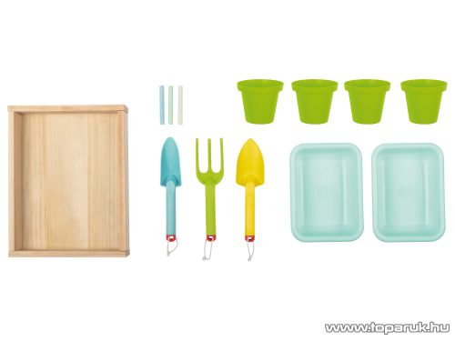 PlayTive Mud Kitchen PREMIUM Kültéri / fából készült kerti játékkonyha, sárkonyha, mosogatóval, főzőlappal, 2 polccal és rajztáblával, 77 x 135 x 50 cm, zöld