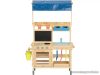 PlayTive Mud Kitchen PREMIUM NC Kültéri / fából készült kerti játékkonyha, sárkonyha, mosogatóval, főzőlappal, 2 polccal és rajztáblával, 82 x 135 x 50 cm, kék