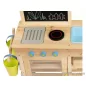   lupilu / PlayTive Mud Kitchen PREMIUM NC Kültéri / fából készült kerti játékkonyha, sárkonyha, mosogatóval, főzőlappal, 2 polccal és rajztáblával, 82 x 135 x 50 cm, kék