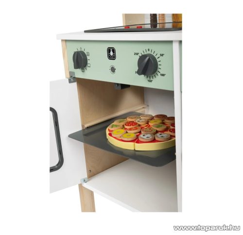 PlayTive MED Világító, hangot adó fa játékkonyha, hűtővel, sütővel, mikrohullámú sütővel, mosogatóval, elekromos főzőlappal és kiegészítőkkel (játék konyha), 66 x 30 x 97 cm
