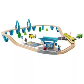   lupilu (PlayTive) Passenger Train SET 50 Utasszállító fa vonat készlet (favonat szett) önjáró mozdonnyal, 50 részes