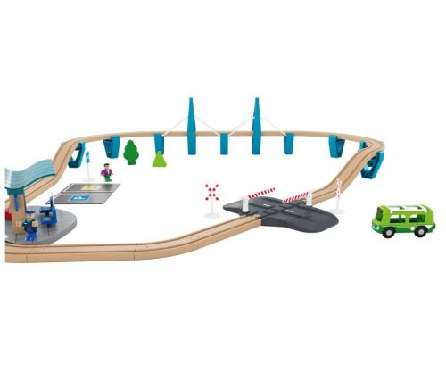 lupilu (PlayTive) Passenger Train SET 50 Utasszállító fa vonat készlet (favonat szett) önjáró mozdonnyal, 50 részes