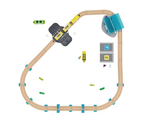 lupilu (PlayTive) Passenger Train SET 50 Utasszállító fa vonat készlet (favonat szett) önjáró mozdonnyal, 50 részes