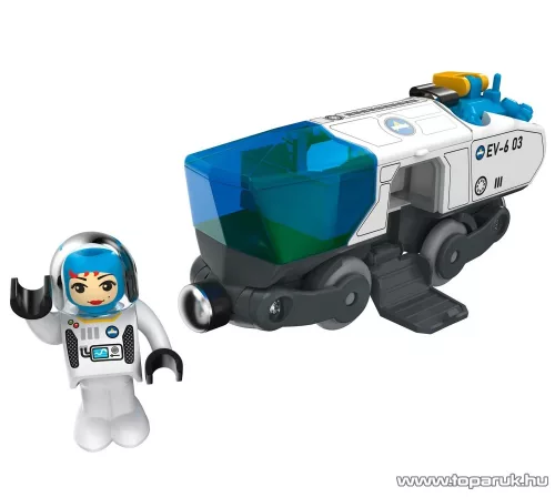 PlayTive Space Station SMART űrállomás fa vasútkészlet, akkus önjáró vonattal és űrhajóval, 75 darabos