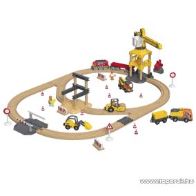   PlayTive Construction Site Train Set vasútkészlet mozdonnyal, munkagépekkel és daruval, 59 részes