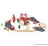 PlayTive Fire Brigade Valódi fából készült játék vasútkészlet, tűzoltóság, 47 részes