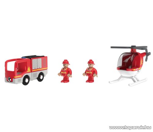 PlayTive Fire Brigade Valódi fából készült játék vasútkészlet, tűzoltóság, 47 részes
