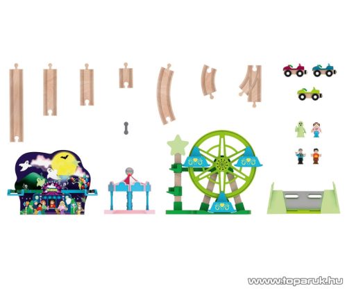 PlayTive Amusement Park Glow in the Dark vidámpark vasútkészlet óriáskerékkel és körhintával, 32 részes