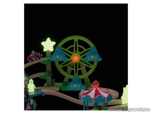 PlayTive Amusement Park Glow in the Dark vidámpark vasútkészlet óriáskerékkel és körhintával, 32 részes