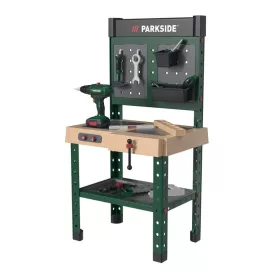 PlayTive WS-14755 játék munkapad szerszámokkal és csavarozóval, 77 részes műanyag szerelőasztal gyerekeknek