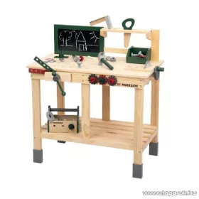   Playtive HG12532 OUTDOOR Workbench Kültéri, fából készült ParkSide játék munkapad, szerelőasztal szerszámokkal, 36 részes