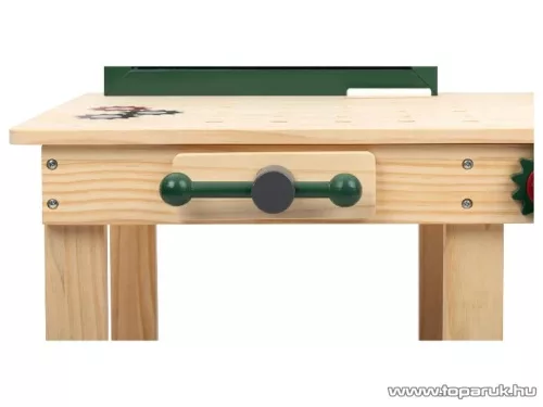 Playtive HG12532 OUTDOOR Workbench Kültéri, fából készült ParkSide játék munkapad, szerelőasztal szerszámokkal, 36 részes