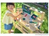 Playtive HG12532 OUTDOOR Workbench Kültéri, fából készült ParkSide játék munkapad, szerelőasztal szerszámokkal, 36 részes