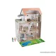 (SZÁLLÍTÁSI SÉRÜLT / K225490) PlayTive 3 szintes XXL elektromos világító rózsaszín fa babaház lépcsővel, lifttel és bútorokka, 64 x 80 x 31 cm, 54 részes