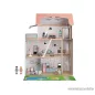   (SZÁLLÍTÁSI SÉRÜLT / K225490) PlayTive 3 szintes XXL elektromos világító rózsaszín fa babaház lépcsővel, lifttel és bútorokka, 64 x 80 x 31 cm, 54 részes