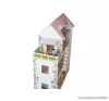 (SZÁLLÍTÁSI SÉRÜLT / K225490) PlayTive 3 szintes XXL elektromos világító rózsaszín fa babaház lépcsővel, lifttel és bútorokka, 64 x 80 x 31 cm, 54 részes