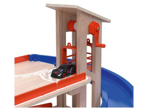 Lupilu (PlayTive) XL 4 emeletes (szintes) Fa parkolóház, 2 db autóval, helikopter leszállóval, jármű lifttel