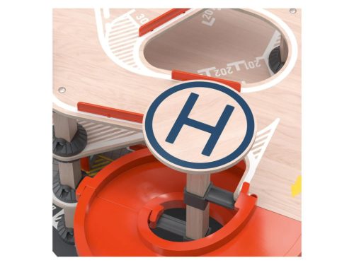 Lupilu (PlayTive) XL 4 emeletes (szintes) Fa parkolóház, 2 db autóval, helikopter leszállóval, jármű lifttel