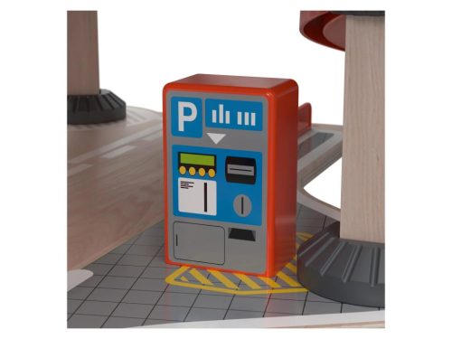 Lupilu (PlayTive) XL 4 emeletes (szintes) Fa parkolóház, 2 db autóval, helikopter leszállóval, jármű lifttel