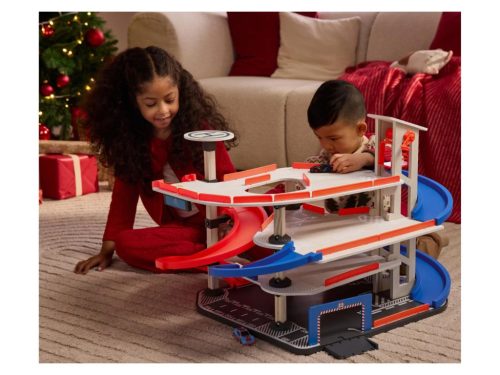 Lupilu (PlayTive) XL 4 emeletes (szintes) Fa parkolóház, 2 db autóval, helikopter leszállóval, jármű lifttel