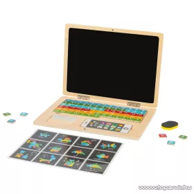   PlayTive Készségfejlesztő mágneses fából készült oktató laptop és mobiltelefon