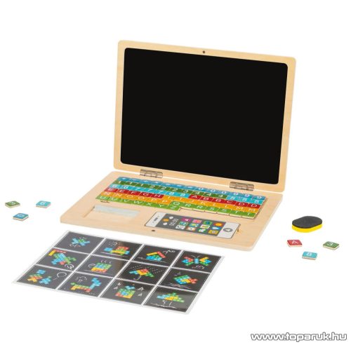 PlayTive Készségfejlesztő mágneses fából készült oktató laptop és mobiltelefon