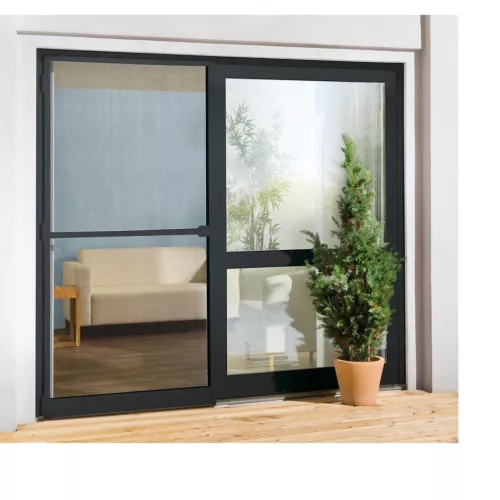 Livarno Home QA801/BK Komplett nyitható szúnyoghálós ajtó alumínium kerettel, rovarhálóval, zsanérokkal, 210 x 100 cm, antracit