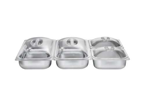 SilverCrest SBW 300 A2 INOX 4 rekeszes nemesacél étel és büfé melegentartó lap, 2 x 2.4 literes + 2 x 1.1 literes rekesszel