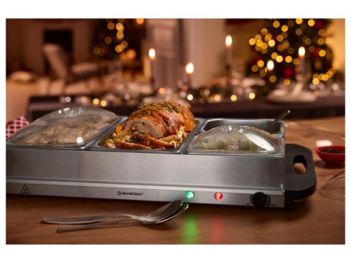 SilverCrest SBW 300 A2 INOX 4 rekeszes nemesacél étel és büfé melegentartó lap, 2 x 2.4 literes + 2 x 1.1 literes rekesszel
