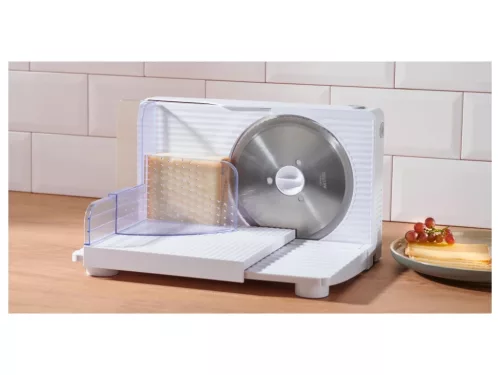 SilverCrest SAS 100 A2 Elektromos összecsukható univerzális élelmiszer szeletelő kenyér, kolbász, sajt és zöldség étel könnyű vágásához, 100 W