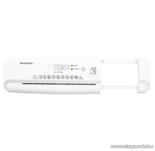 SilverCrest SAV 190 C2 Papírkosárra / szemetesre tehető gyűjtőkosár nélküli A4-es iratmegsemmisítő, fehér, 190W