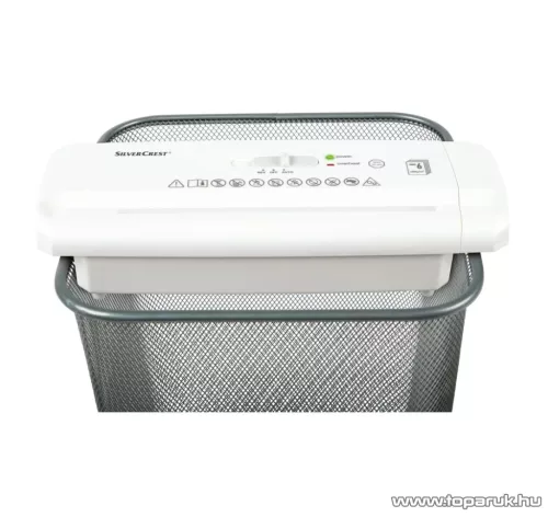 SilverCrest SAV 190 C2 Papírkosárra / szemetesre tehető gyűjtőkosár nélküli A4-es iratmegsemmisítő, fehér, 190W