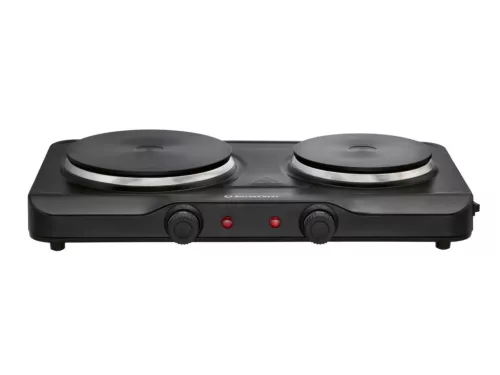 SilverCrest SDK 2500 E2 Dupla elektromos főzőlap, fém platnis kétlapos rezsó, 1000 W + 1500 W, fekete