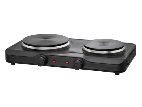 SilverCrest SDK 2500 E2 Dupla elektromos főzőlap, fém platnis kétlapos rezsó, 1000 W + 1500 W, fekete