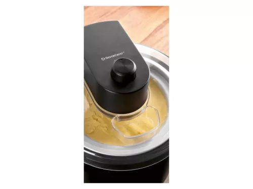 (SZÁLLÍTÁSI SÉRÜLT / K638304) SilverCrest SECM 12 F2 BLACK Elektromos fagyigép, házi sorbet és fagylaltkészítő gép, 1,65 liter (700g / 1000 ml jégkrémhez), 12 W, fekete