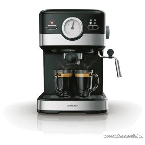   (BONTOTT / K-161914) SilverCrest SEM 1100 C5 Eszpresszó cappuccino 2 csészés presszó kávéfőző, fekete-ezüst, 1100 W