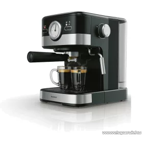   (BONTOTT / K-161914) SilverCrest SEM 1100 C5 Eszpresszó cappuccino 2 csészés presszó kávéfőző, fekete-ezüst, 1100 W